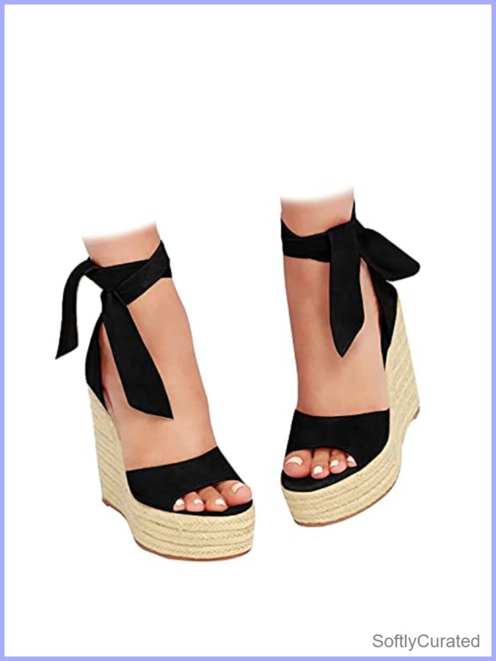 Womens Espadrille Wedge Sandals Open Toe Lace Up Ankle Strap Summer Platform